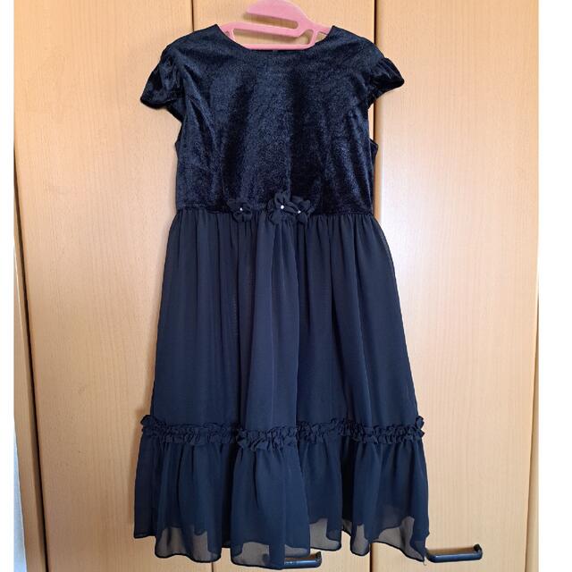 ベロア切り替えワンピース キッズ/ベビー/マタニティのキッズ服女の子用(90cm~)(ドレス/フォーマル)の商品写真