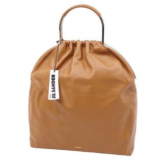 ジルサンダー(Jil Sander)の極美品 ジルサンダー JIL SANDER バッグ トートバッグ ハンドバッグ メタルハンドル カーフレザー レディース 鞄 ブラウン(トートバッグ)