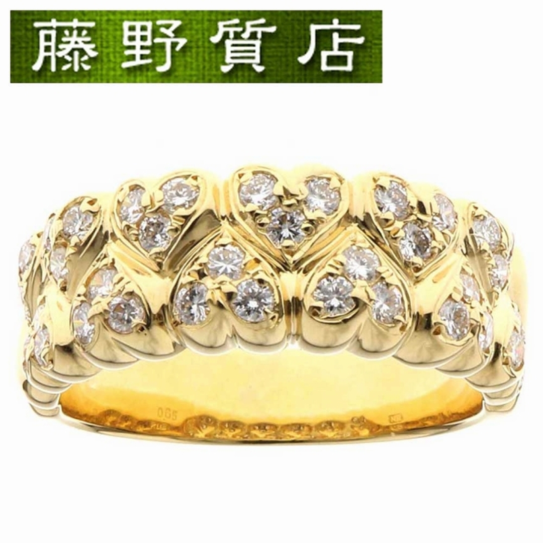 （美品）ニナリッチ NINA RICCI ハート ダイヤ リング ハーフダイヤ 指輪 約13号 K18 YG x ダイヤ 0.65ct 9052