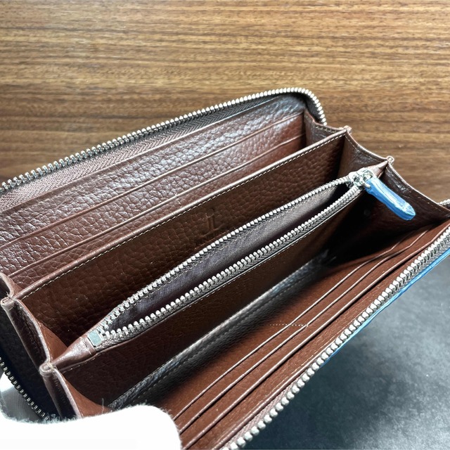 本革 クロコダイル 長財布 ネイビー 本革 ワニ革 シルバージッパーの