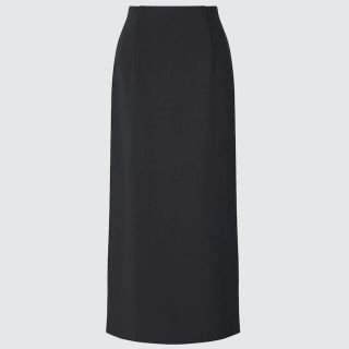 ユニクロ(UNIQLO)のストレッチダブルフェイスナロースカート（丈標準80～84cm）ブラックXS(ロングスカート)