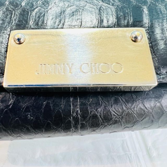 大特価低価 JIMMY かぶせ長財布 黒 ロゴゴールド金具 保存袋付き CHOO