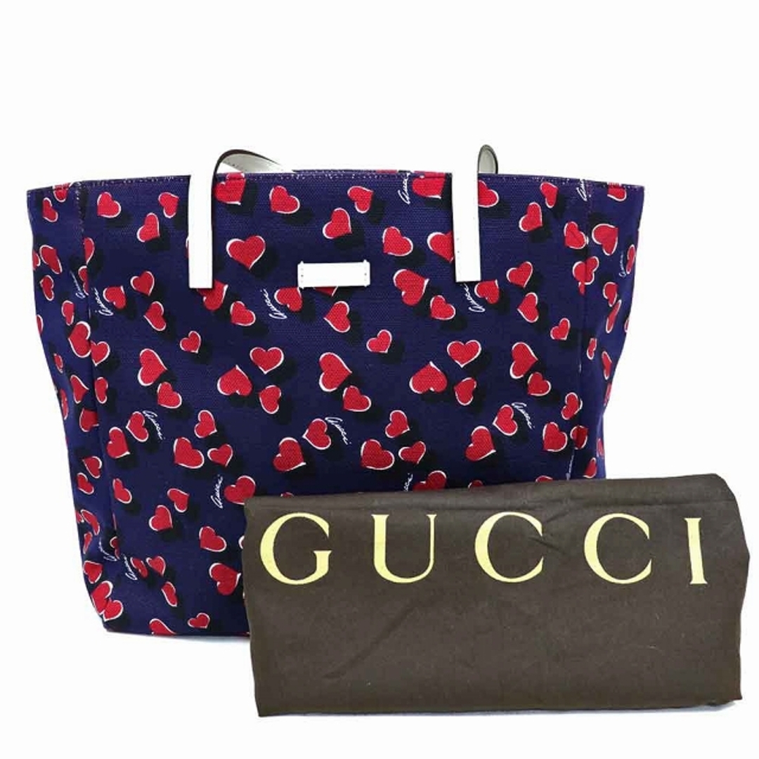 Gucci(グッチ)のグッチ GUCCI ハートビート トートバッグ ハンドバッグ　キャンバス×レザー ネイビー×赤系×白　282439 502752 8357 レディースのバッグ(トートバッグ)の商品写真
