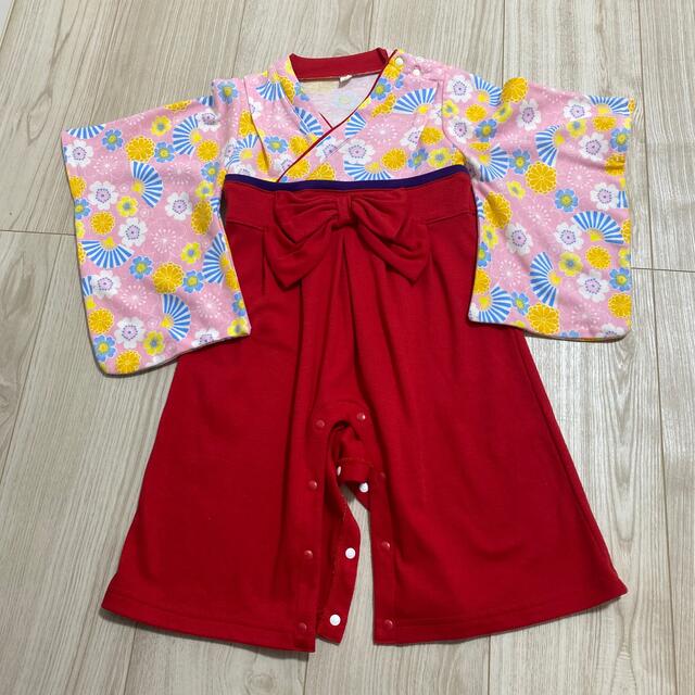 袴風カバーオール　ロンパース　 キッズ/ベビー/マタニティのキッズ服女の子用(90cm~)(和服/着物)の商品写真