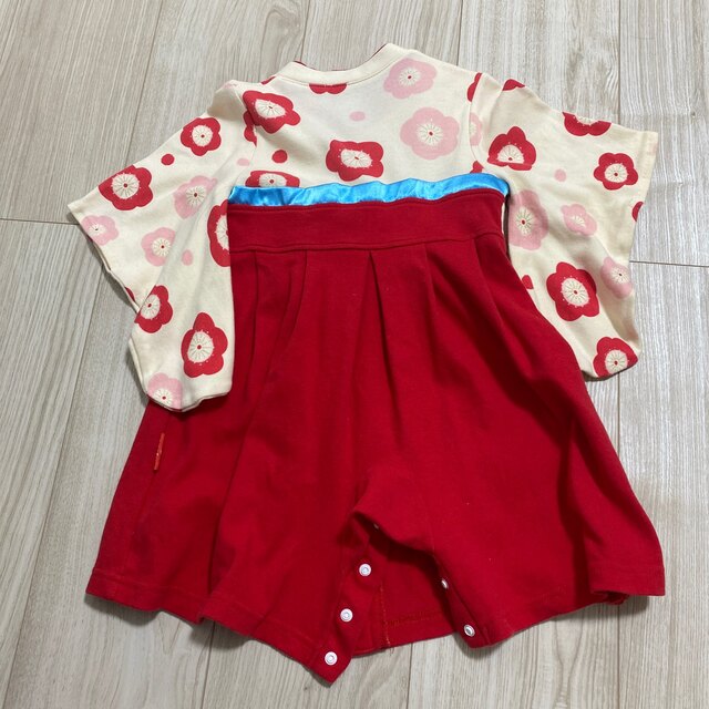 袴風カバーオール　ロンパース　 キッズ/ベビー/マタニティのキッズ服女の子用(90cm~)(和服/着物)の商品写真