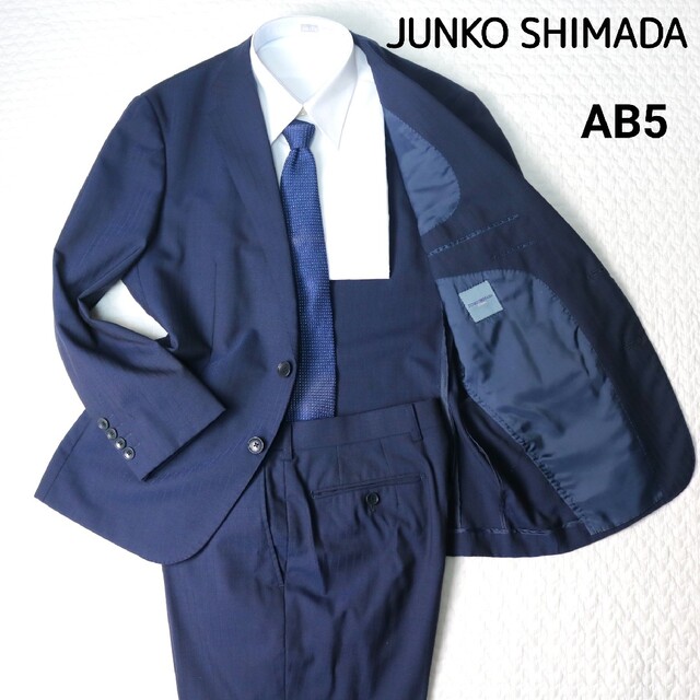 【美品】JUNKO SHIMADA メンズ ビジネススーツ　ネイビー　ストライプ