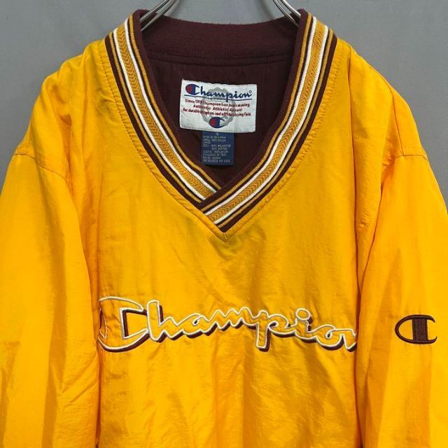 チャンピオン champion ナイロンプルオーバー Vネック コットン裏地