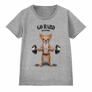 【筋トレ チワワ 犬 いぬ】ダンベル Tシャツ メンズ レディース 半袖(Tシャツ(半袖/袖なし))