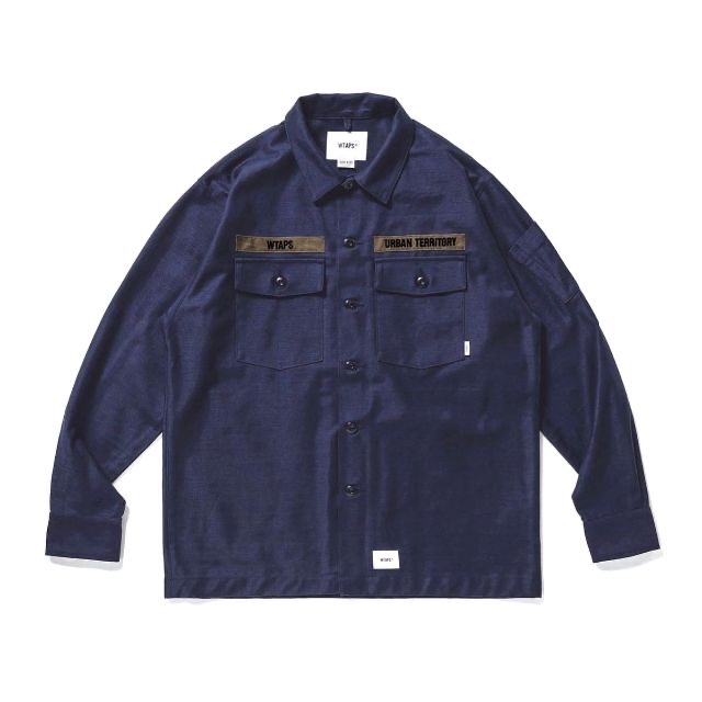 S WTAPS 20AW BUDS LS COTTON SATIN NAVY-