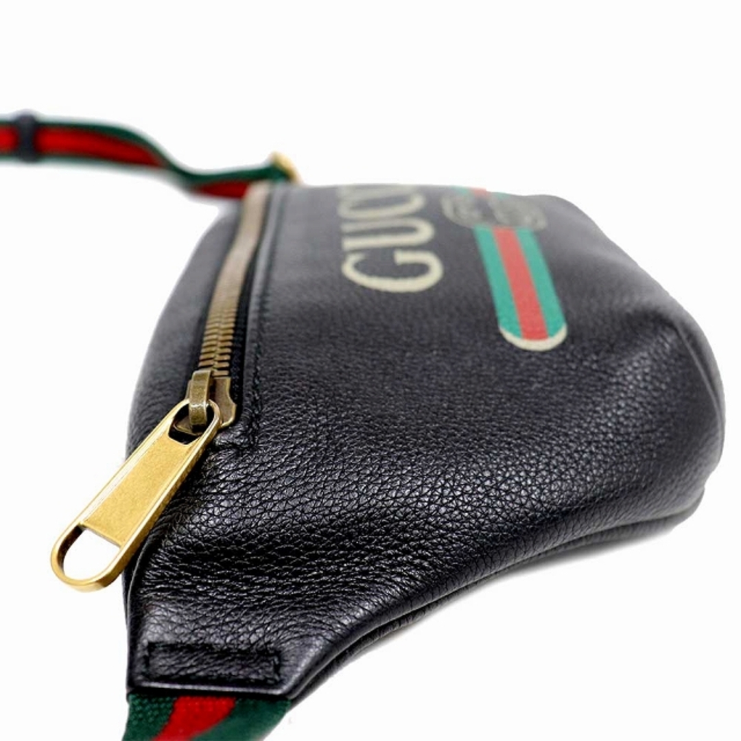 グッチ GUCCI ウエストバッグ ウエストポーチ ベルトバッグ プリント レザー 黒 ロゴ 527792 8222