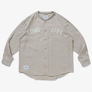 WTAPS ダブルタップス シャツ ワッペンロゴ フランネル ベースボールシャツ LEAGUE / LS リーグ 21AW ベージュ XL トップス カジュアルシャツ 長袖 【メンズ】【美品】