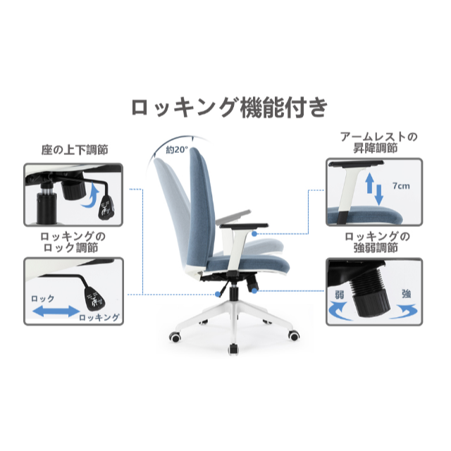 AOSKY オフィスチェア ブルー 7