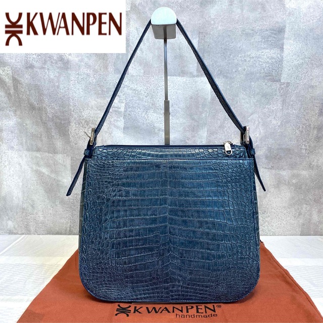 美品】KWANPEN マットクロコダイル インディゴブルー ショルダーバッグ