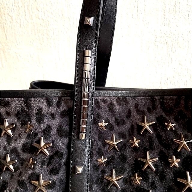 JIMMY CHOO ジミーチュウ スタッズトートバッグ スウェードレオパード