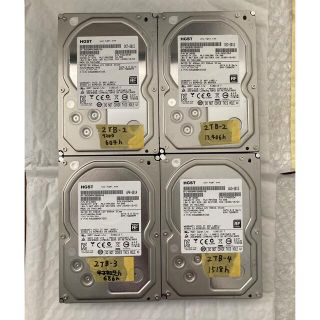 ヒタチ(日立)の2TB HDD 4本 3.5inch SATA 6Gb/s(PCパーツ)