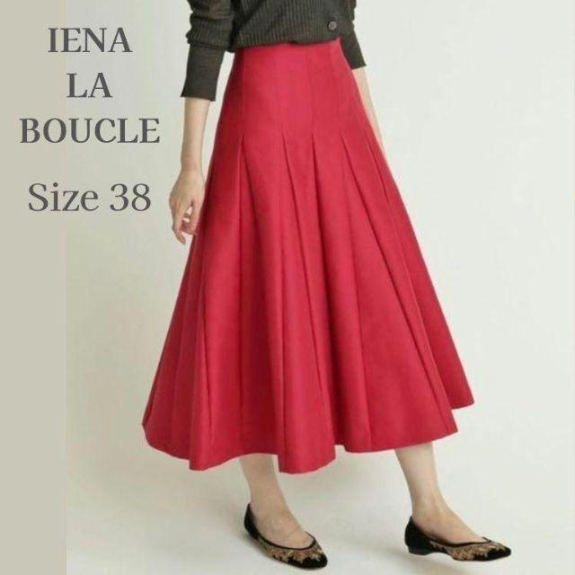 【タグ付き】IENA LA BOUCLE 　パネルスカート　ロング　ピンク　赤レディース