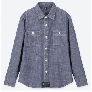 ユニクロ(UNIQLO)のUNIQLO  シャンブレーワークシャツ　長袖シャツ(ブラウス)