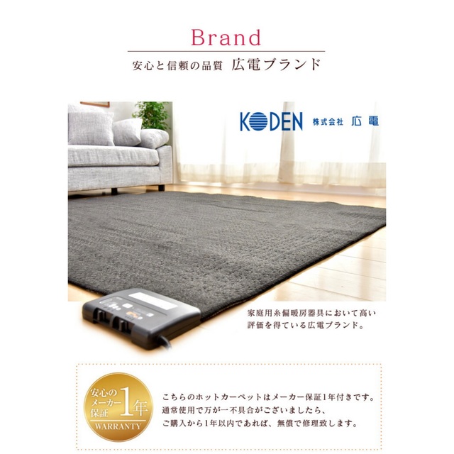 KODEN 遠赤カーボン ホットカーペット 2畳用 ホットカーペット