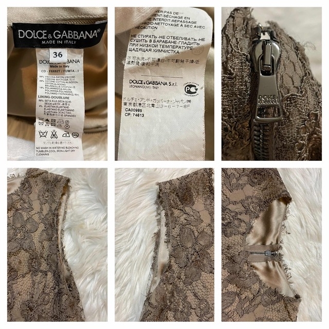 本物 美品 ドルチェ\u0026ガッバーナ レース トリミング ノースリーブ ワンピース