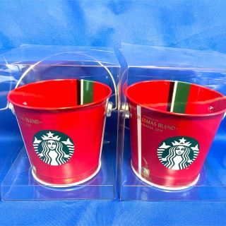 スターバックスコーヒー(Starbucks Coffee)のスターバックス ホリデー VIA バケツ缶/クリスマス　ブリキ缶　スタバ　2点(ノベルティグッズ)