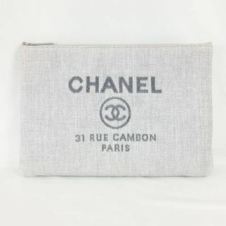 シャネル(CHANEL)のシャネル CHANEL ドーヴィル クラッチバッグ ラージサイズ グレー系(クラッチバッグ)