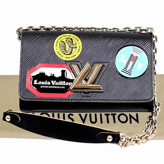 ルイヴィトン LOUIS VUITTON チェーンウォレット M62007 ポルトフォイユ ツイスト ワールドツアー ブラック　エピ 8243