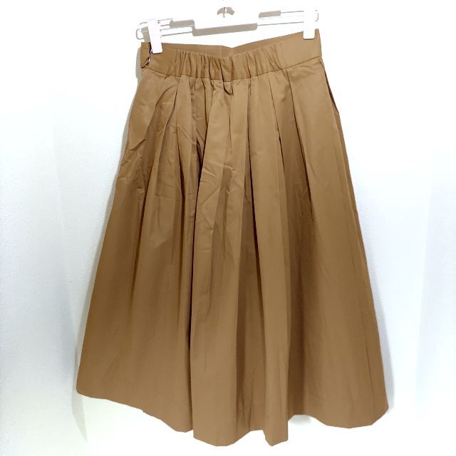 未使用 Lugnoncure ギャザーフレア コットン スカート ブラウン M レディースのスカート(ひざ丈スカート)の商品写真