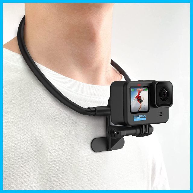 ライトブラウン/ブラック 【在庫処分】ネックレス式マウント アクションカメラマウント GoPro用 gop 通販 スマホ GoPro 首掛け アクセサリー ネックレス マウント ホルダー 簡単