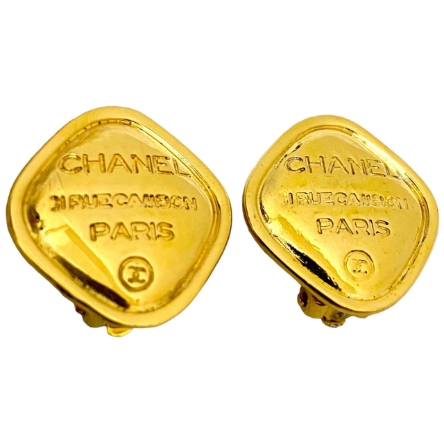 CHANEL シャネル イヤリング カンボンプレート ゴールドカラー
