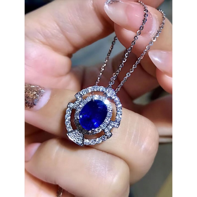 ダイヤモンド天然 ブルーサファイア ダイヤ ネックレス2.25ct k18¥