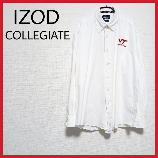 新品　IZOD / COLLEGIATE　BDシャツ　白　刺繍ロゴ　USA