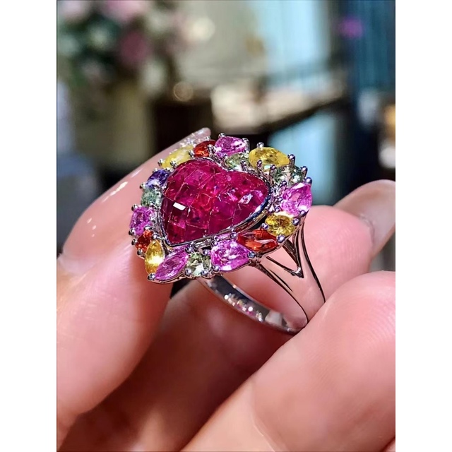 天然 ルビー ダイヤ ピアス2.8ct k18 ¥ - ピアス