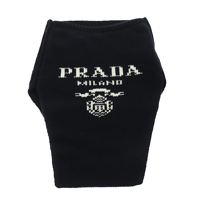 プラダ PRADA 20AW ロゴ ウール カシミヤ ネックウォーマー 黒ファッション小物