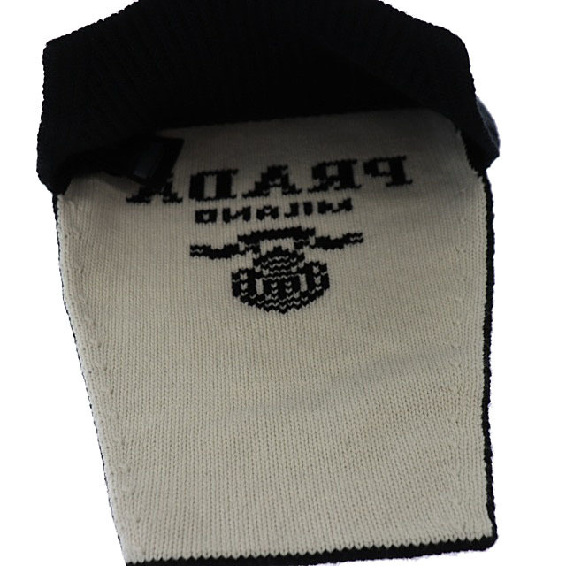 プラダ PRADA 20AW ロゴ ウール カシミヤ ネックウォーマー 黒