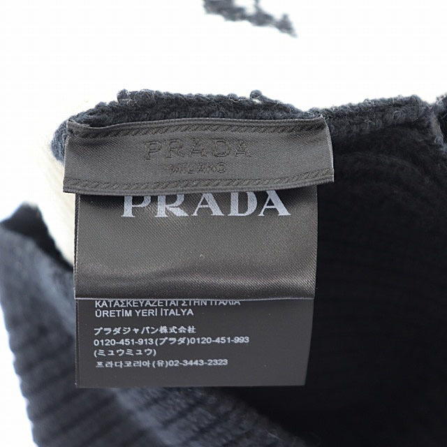 プラダ PRADA 20AW ロゴ ウール カシミヤ ネックウォーマー 黒