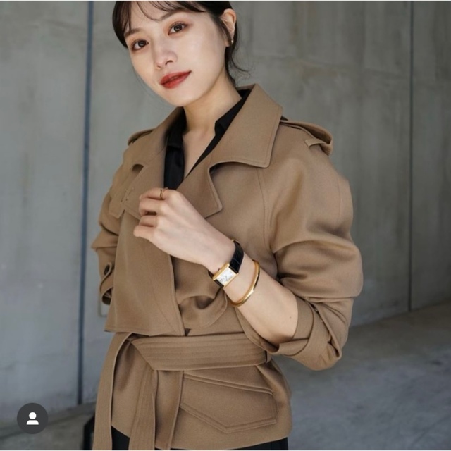 l'or ロル Cropped Trench Jacket camel