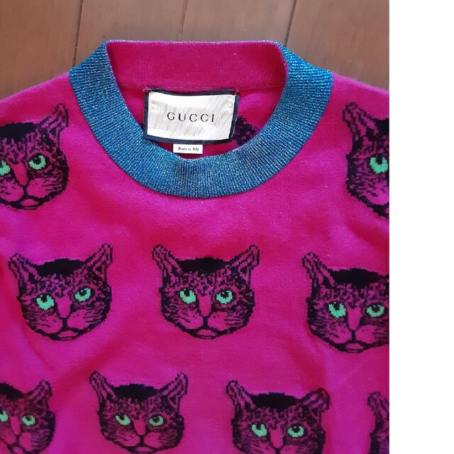 GUCCI レディース セーター ピンク cat柄 ラメ