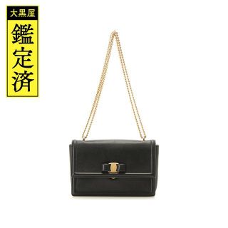 Salvatore Ferragamo - フェラガモ ヴァラリボン チェーンショルダー ブラック レザー【471】
