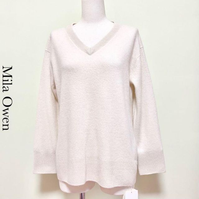 Mila Owen ミラオーウェン カシミヤ 100 Vネック ニット ホワイト 直送商品 68.0%OFF www.previntec.com