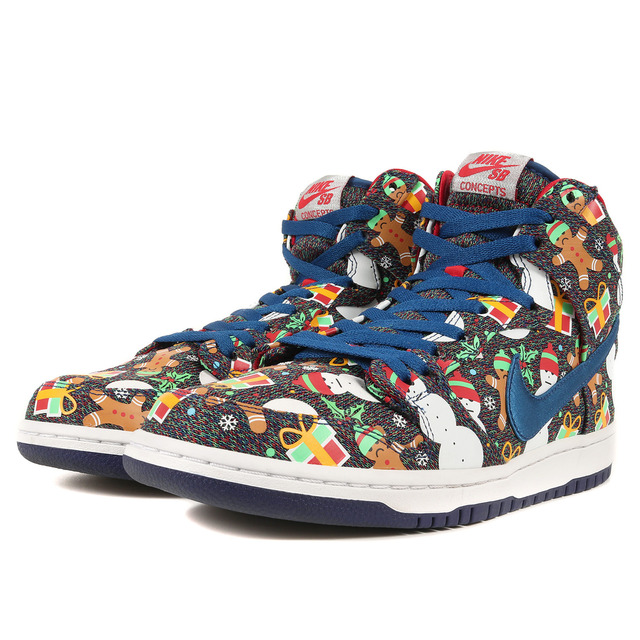 NIKE ナイキ CONCEPTS SB DUNK HIGH TRD QS UGLY CHRISTMAS SWEATER (881758-446) コンセプツ ダンク ハイ アグリー クリスマス セーター ブルーリボン アトムレッド サイズ:US10 28.0cm スニーカー ...