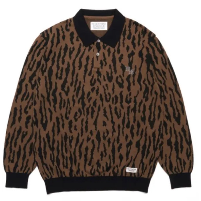 受発注品 ワコマリア LEOPARD KNIT JACQUARD POLO SHIRT メンズ | bca