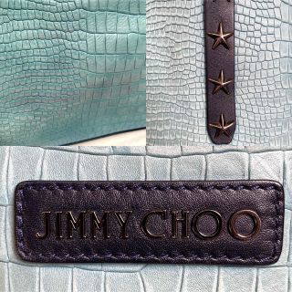 JIMMY CHOO - 【美品】JIMMY CHOO PIMLICO N/S AQUA TOTEクロコ調の