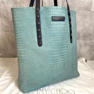 JIMMY CHOO - 【美品】JIMMY CHOO PIMLICO N/S AQUA TOTEクロコ調の