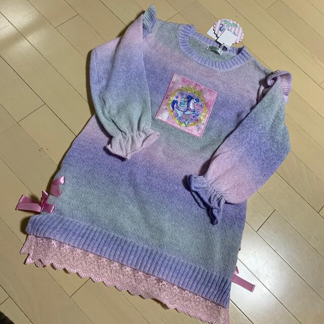 エコネコ　ニット　ワンピース キッズ/ベビー/マタニティのキッズ服女の子用(90cm~)(ワンピース)の商品写真