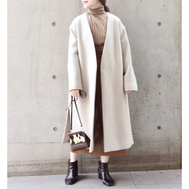 新品 SHIPS シップス ウールカシミヤノーラペルコート