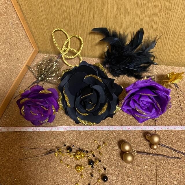 No.744 豪華!黒紫 ♡ 振袖髪飾り 成人式髪飾り クール系