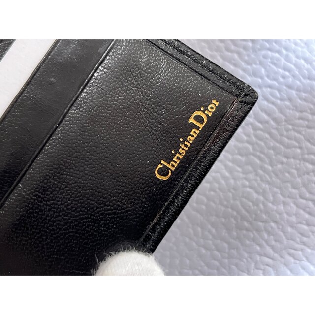 Dior ディオール ロゴ型押し 二つ折り財布 本革 ブラック