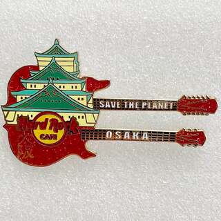 ハードロックカフェ　ピンバッジ 大阪城ツインギター Pin : OSAKA(バッジ/ピンバッジ)