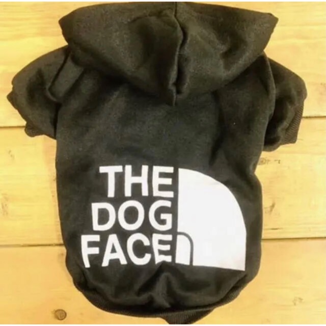 犬服 パーカー ブラック レッド THE DOG FACE 犬 ドッグウェア ハンドメイドのペット(ペット服/アクセサリー)の商品写真