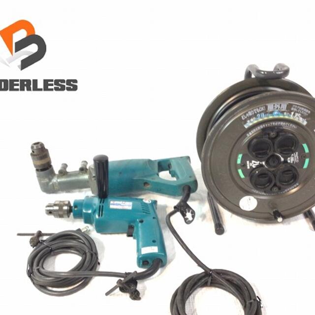 ☆品☆makita マキタ 13ｍｍ アングルドリル 6300LR HP1030 HATAYA ハタヤ コードリール SS-20D型付き 工具3点セット 電動工具 60944